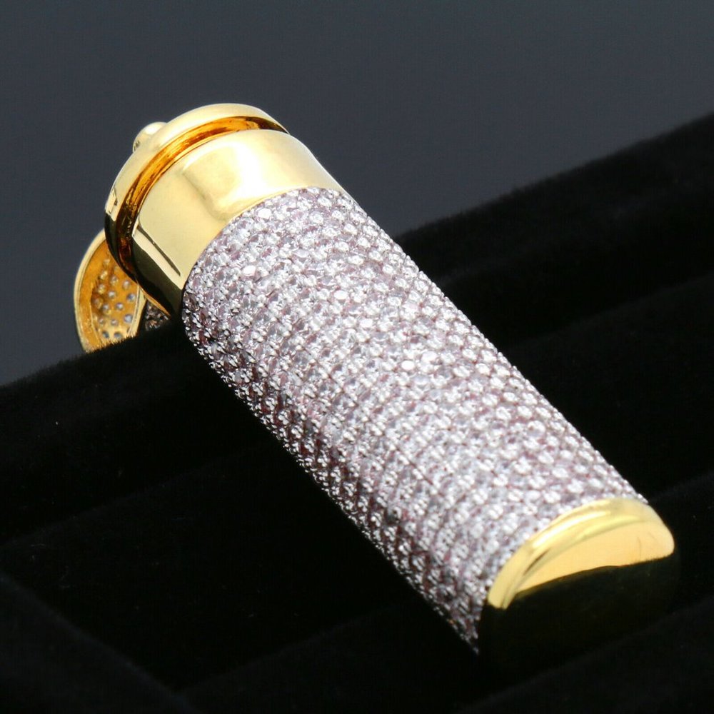 14k Gold Cylinder 30" Cuban Chain + Pendant - Picture 6 of 6
